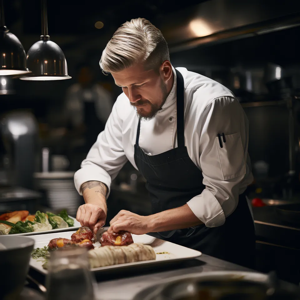 Empregado de mesa a servir com simpatia